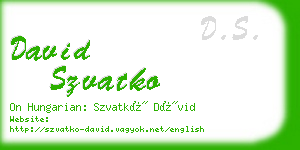 david szvatko business card